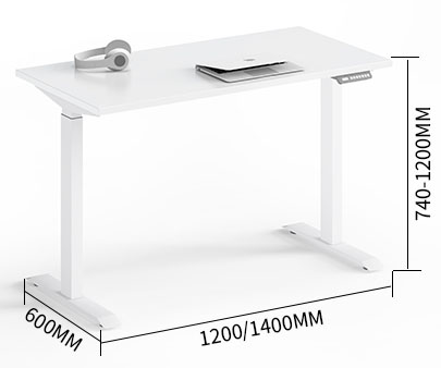 Steel frame material: high quality 1.5mm cold rolled steel pipe  Table lifting range: 740-1180mm  Intermediate frame expansion range: 1050-1450mm  Available desktop board length range: length of 1100- 1600mm, width of 600-760mm  Noise level: < 50dB  Input power: 100-220V  Current: 1.5A  Motor power: 80W  Steel frame surface: spray No-load ratio of motor: 10% (work for 2 minutes, rest for 18 minutes)  Additional features: high - grade memory + electronic digital display-1